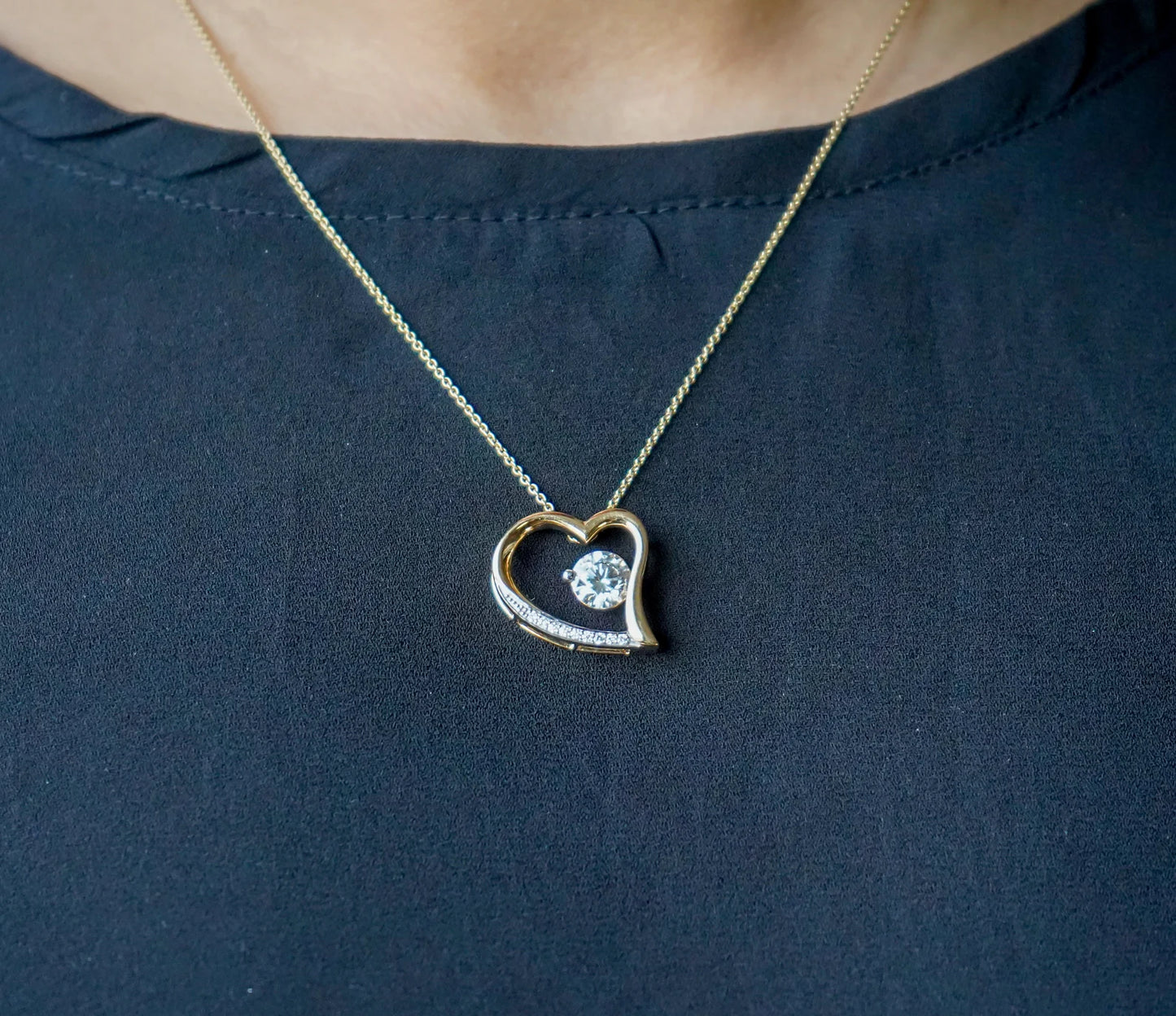 Heart Shaped Pendant Round Diamond with 14 Kt Gold Necklace Chain, Heart Diamond Rare Find, 14Kt Yellow Gold 1.09 Ct Heart Diamond Necklace