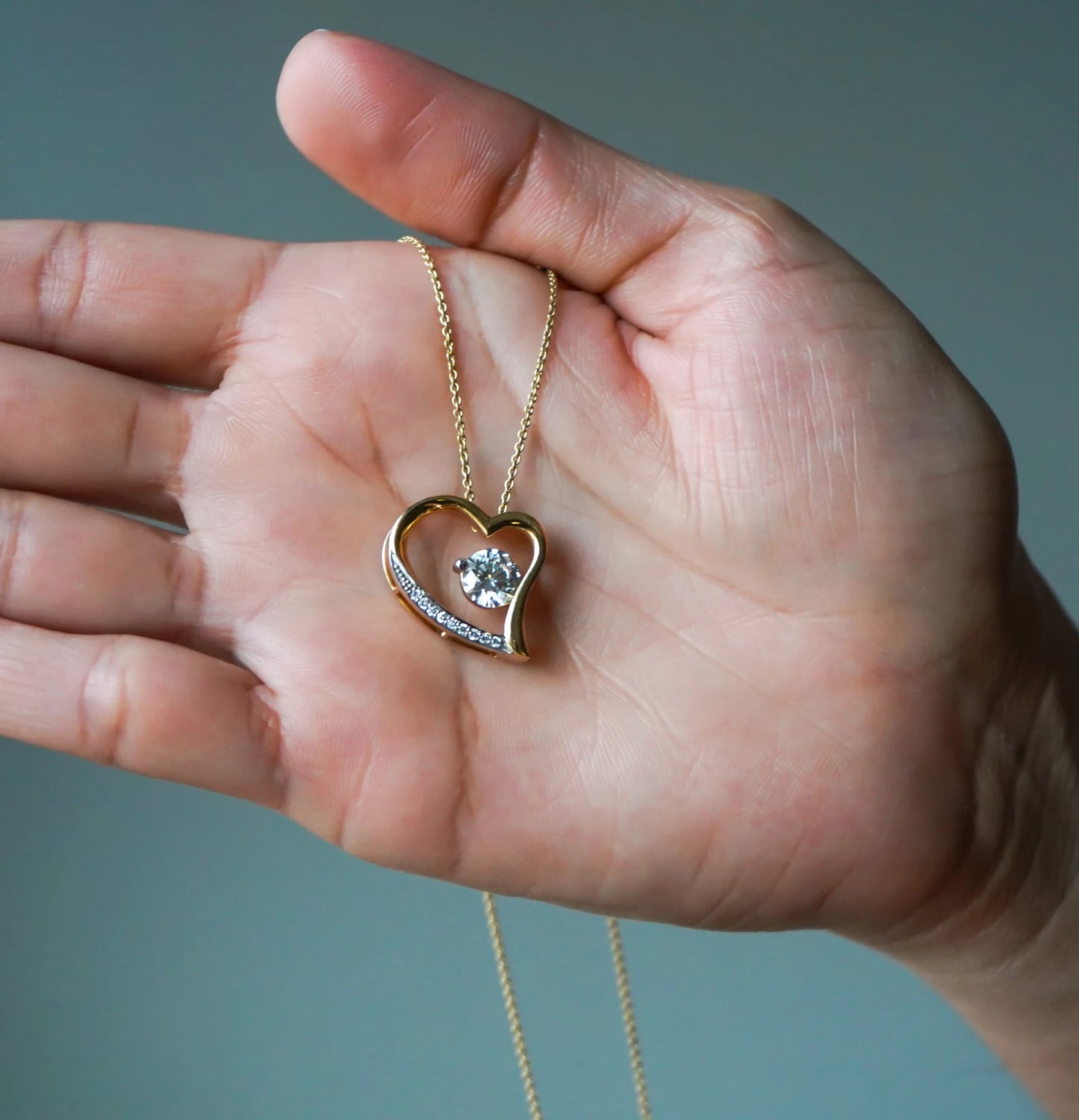 Heart Shaped Pendant Round Diamond with 14 Kt Gold Necklace Chain, Heart Diamond Rare Find, 14Kt Yellow Gold 1.09 Ct Heart Diamond Necklace